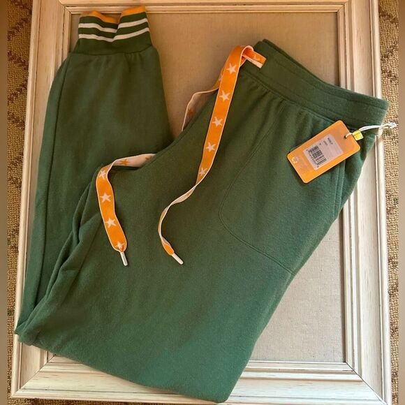 P.J. Salvage jade green soft cotton joggers w star ribbon NWT M - Picture 1 of 12